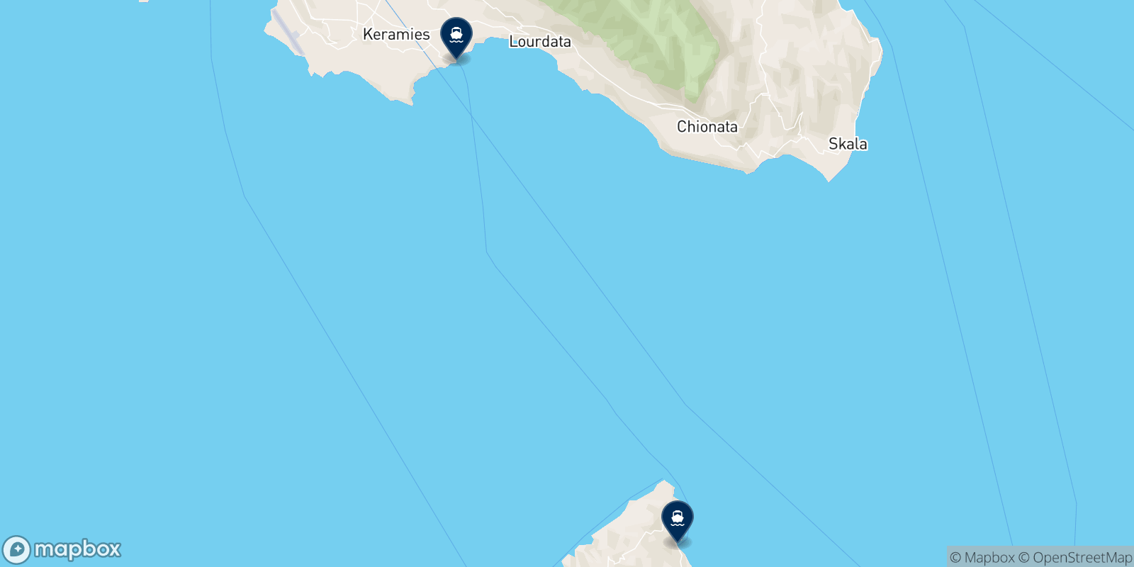 Carte des destinations Ioniansea Ferries