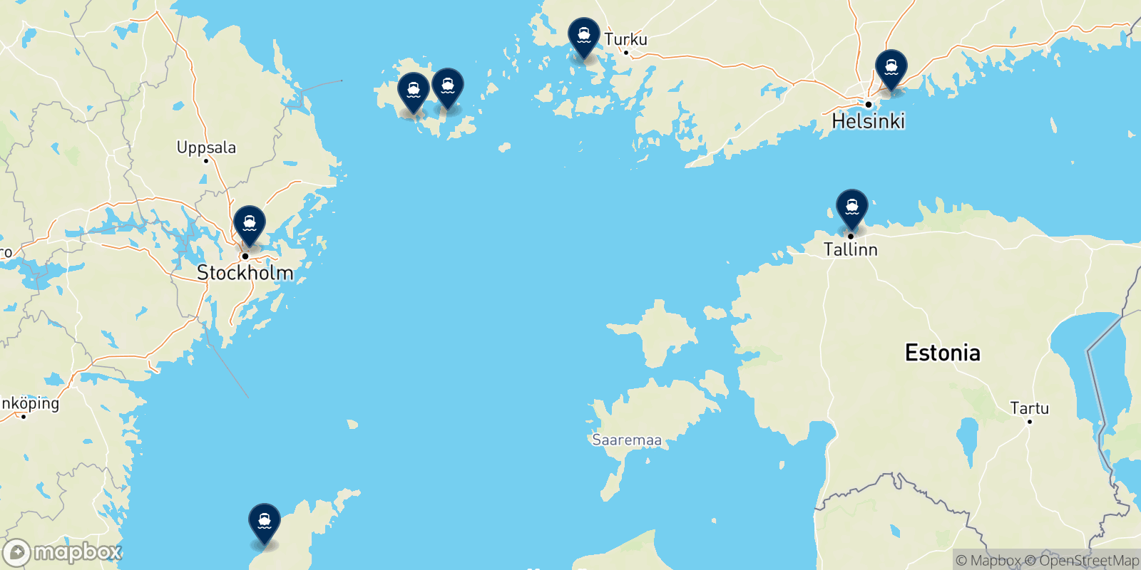 Carte des destinations Viking Line