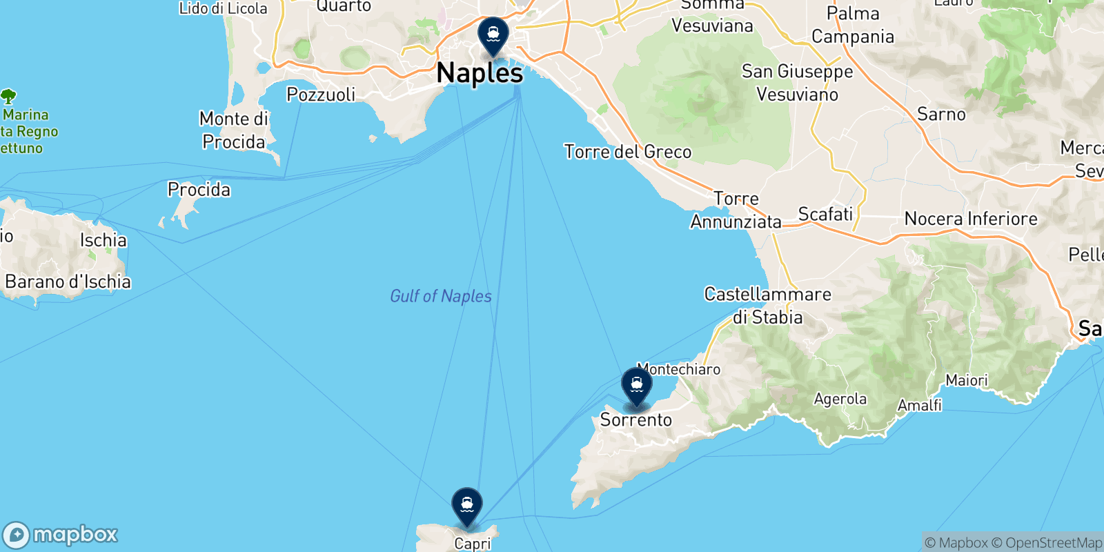 Carte des destinations Snav Gescab
