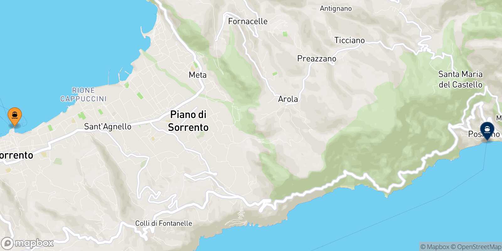 Carte des traverséesCastellammare Positano