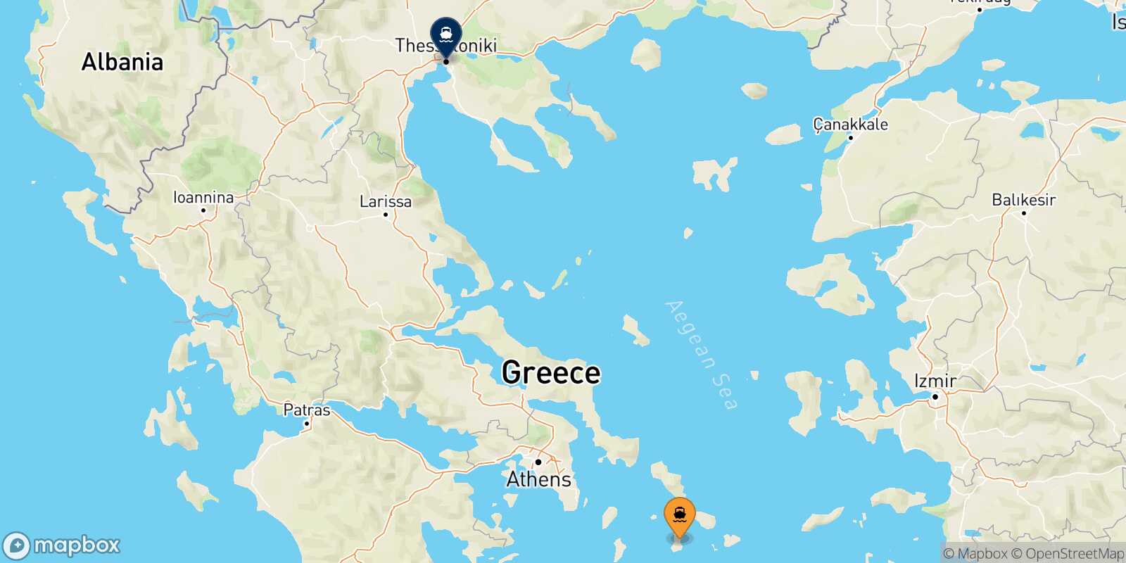 Carte des traverséesSyros Thessalonique