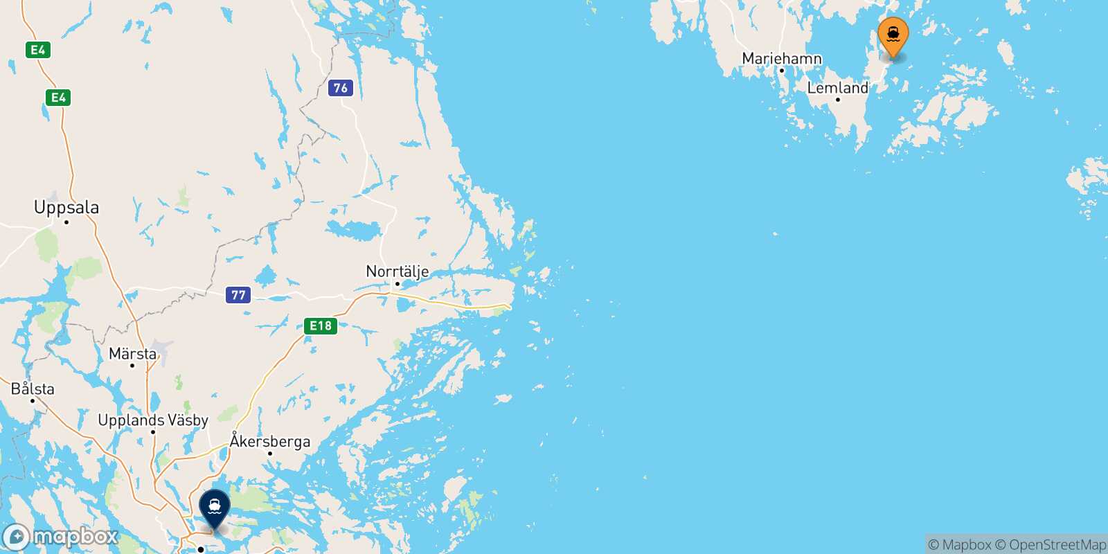 Carte des traverséesLangnas Stockholm