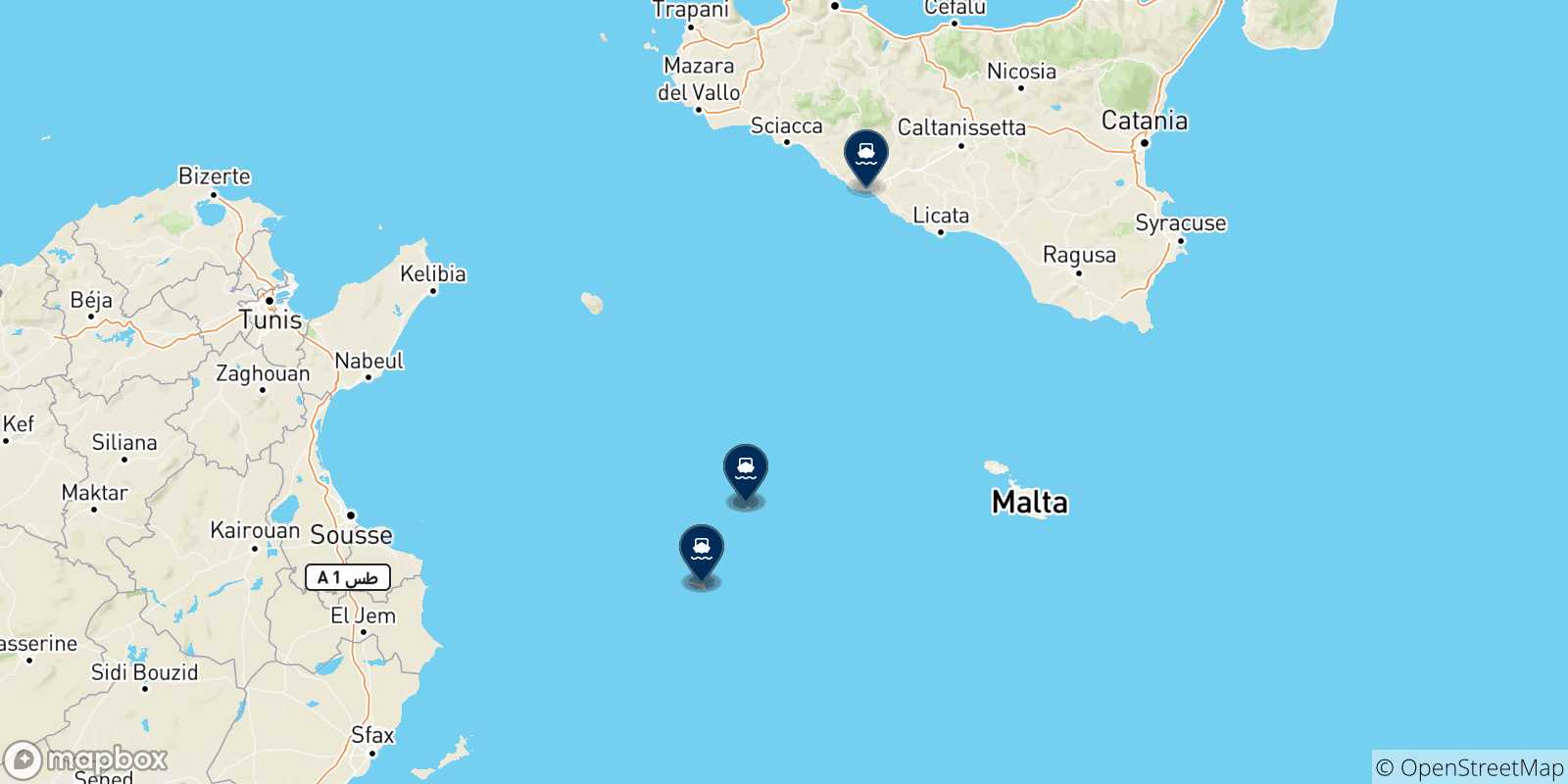 Carte des destinations de Îles Pélages