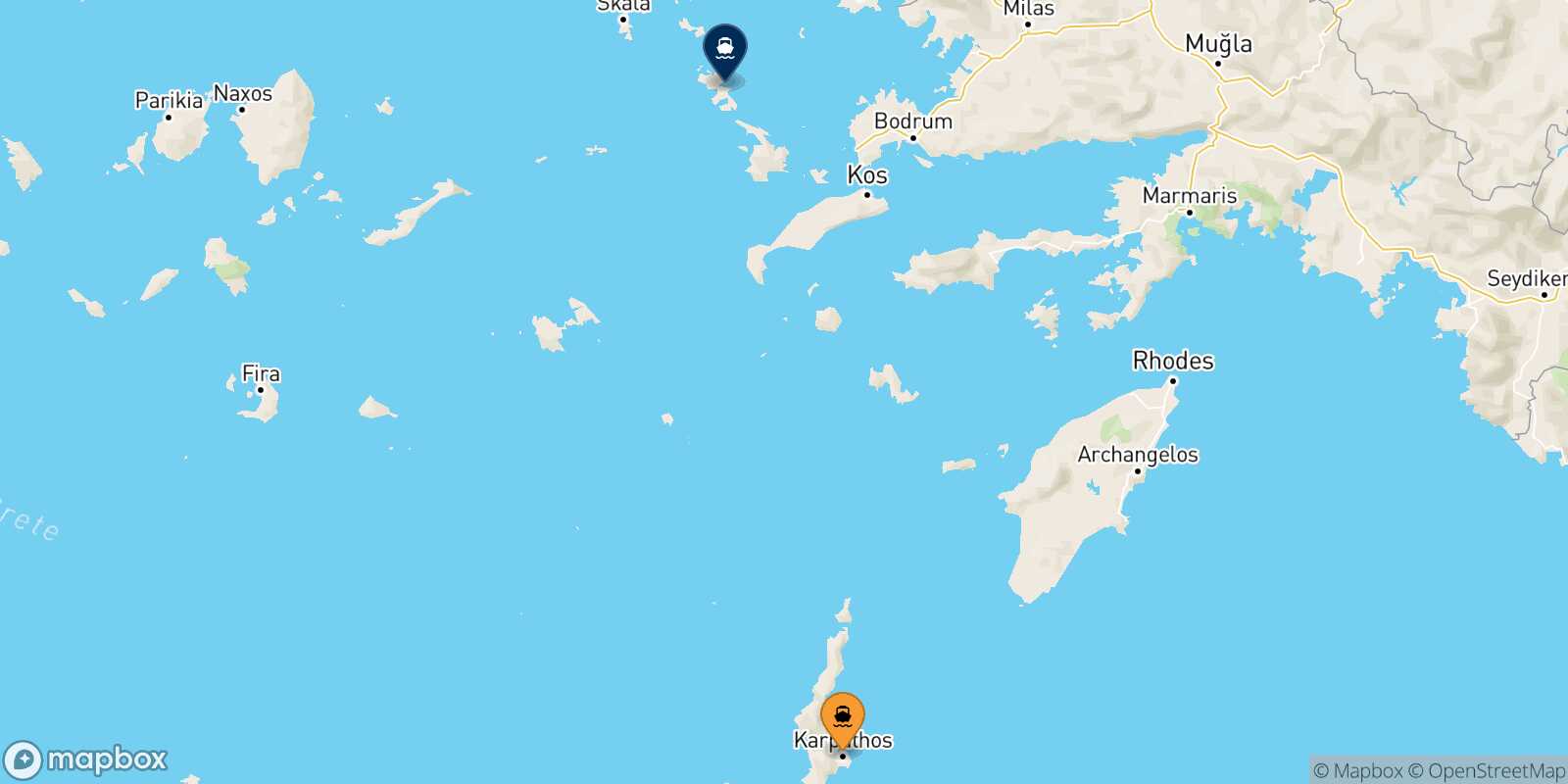 Carte des traverséesKarpathos Leros