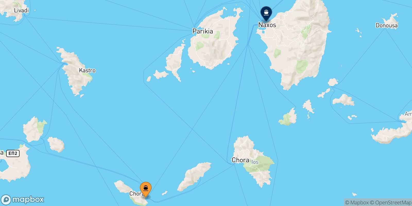 Carte des traverséesFolegandros Naxos