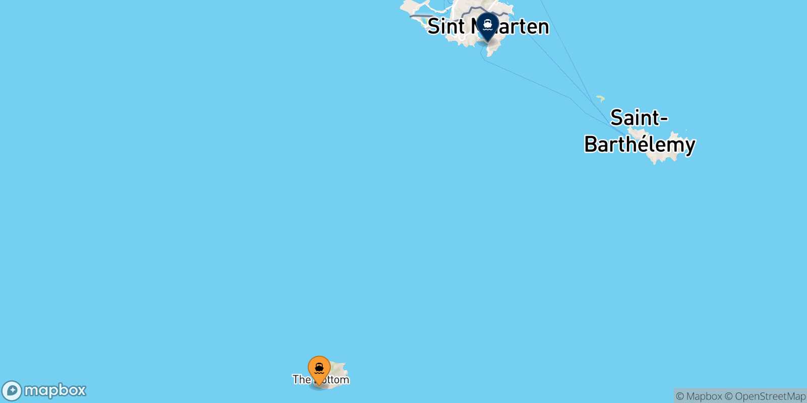 Carte des destinations de Saba