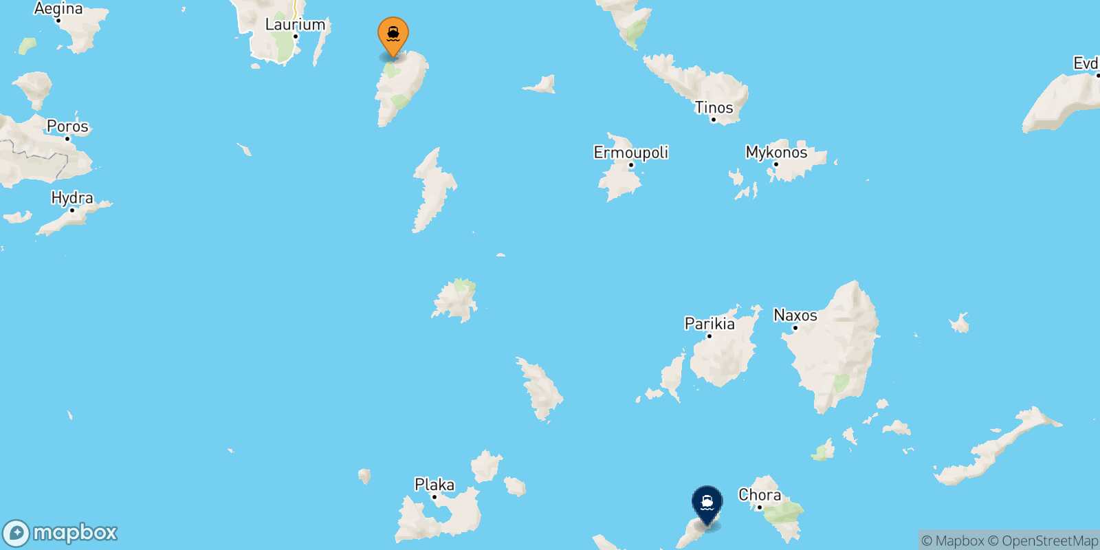 Carte des traverséesKea Sikinos