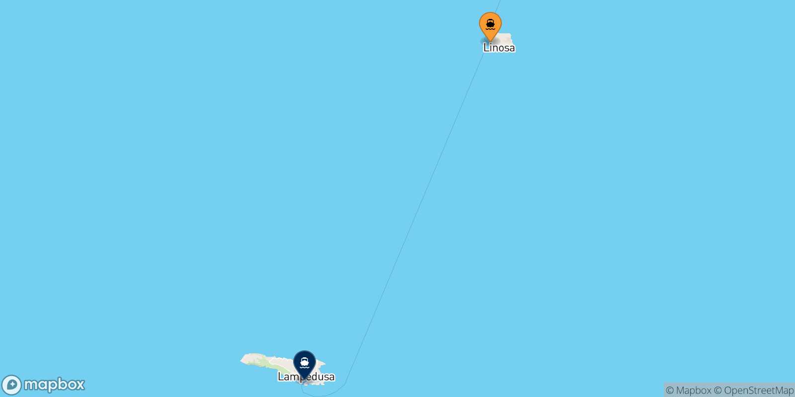 Carte des traverséesLinosa Lampedusa