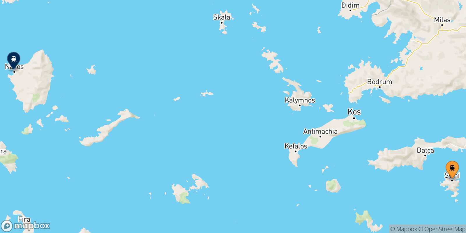 Carte des traverséesSymi Naxos