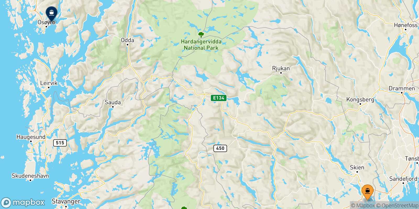 Carte des traverséesLangesund Bergen