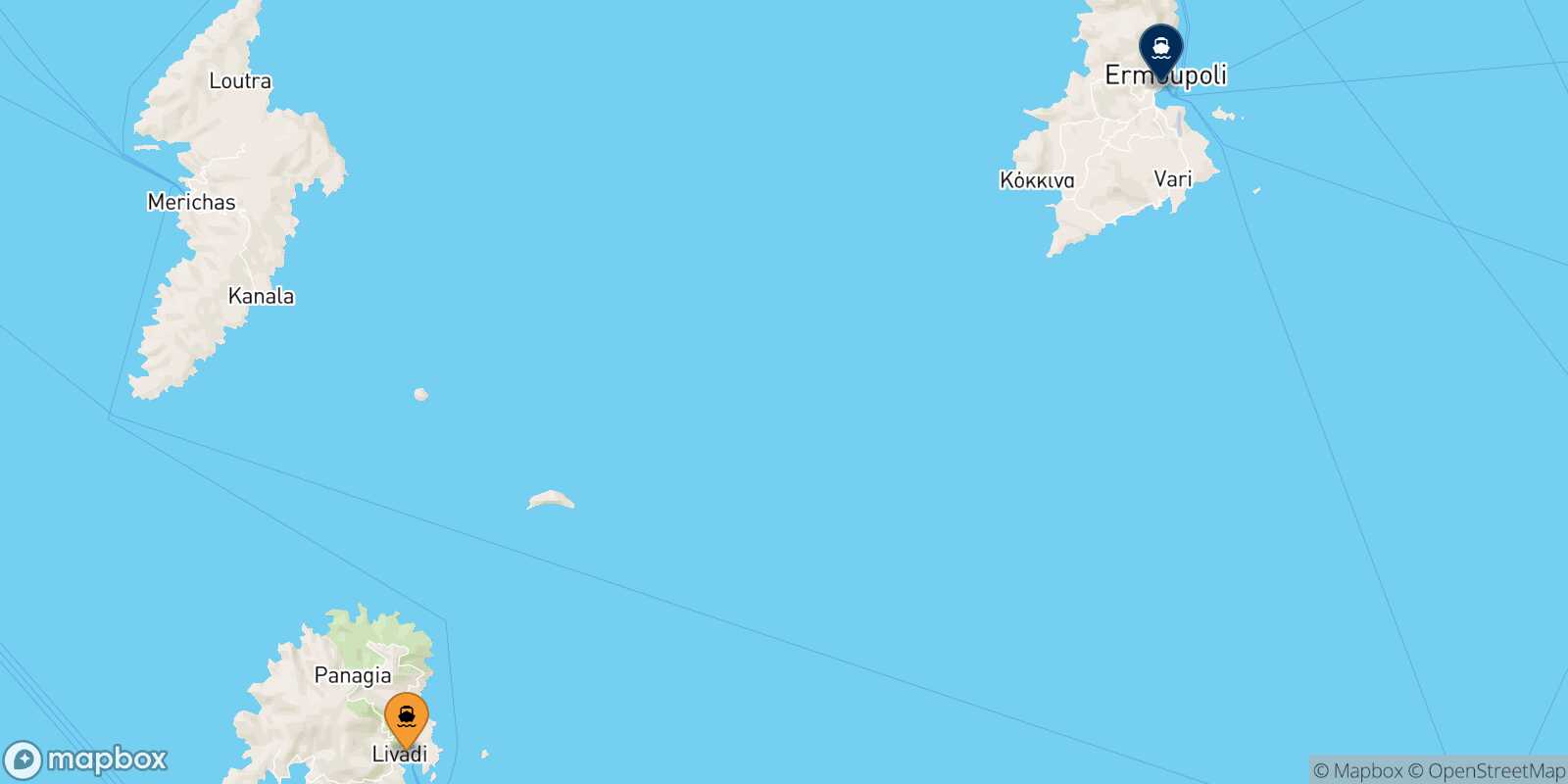 Carte des traverséesSérifos Syros