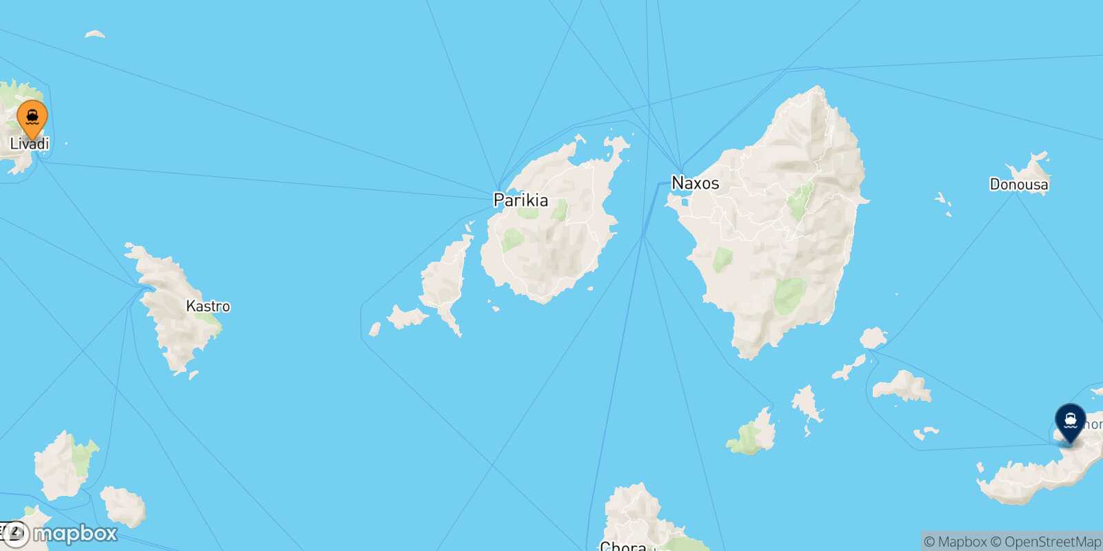Carte des traverséesSérifos Katapola (Amorgos)