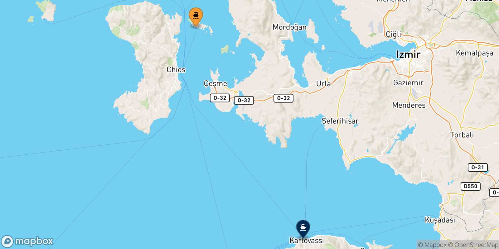 Carte des traverséesInousses Karlovassi (Samos)