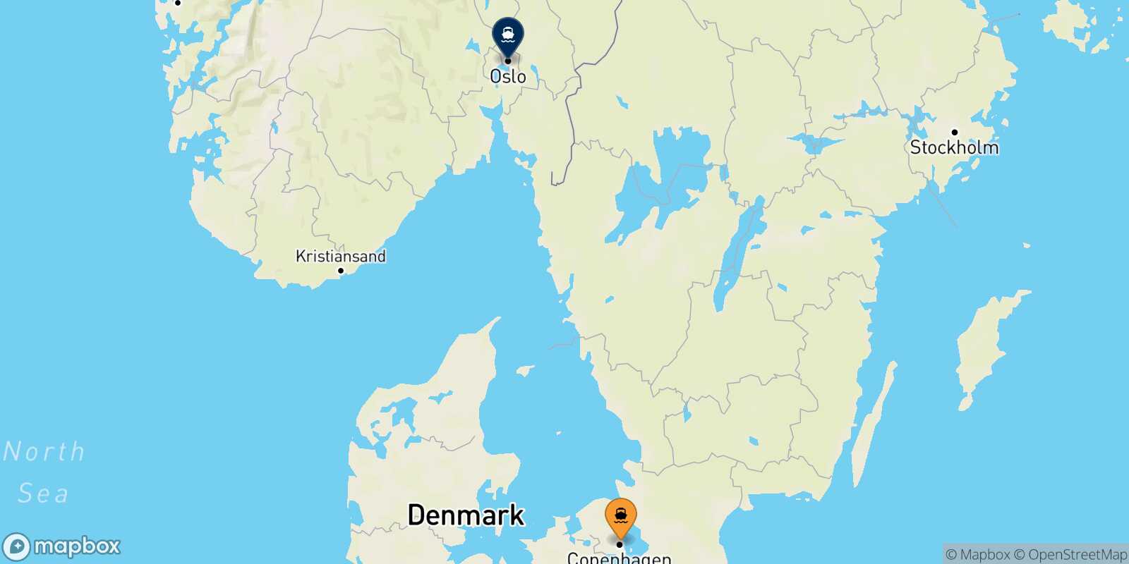Carte des traverséesCopenhague Oslo