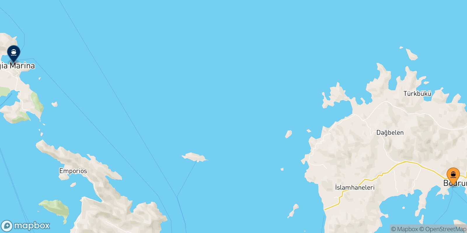 Carte des traverséesBodrum Leros