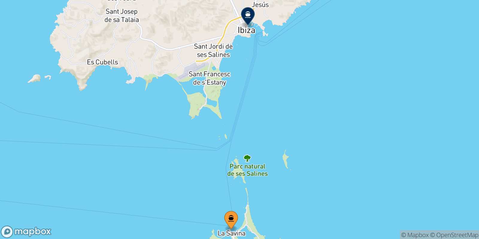 Carte des traverséesFormentera Ibiza