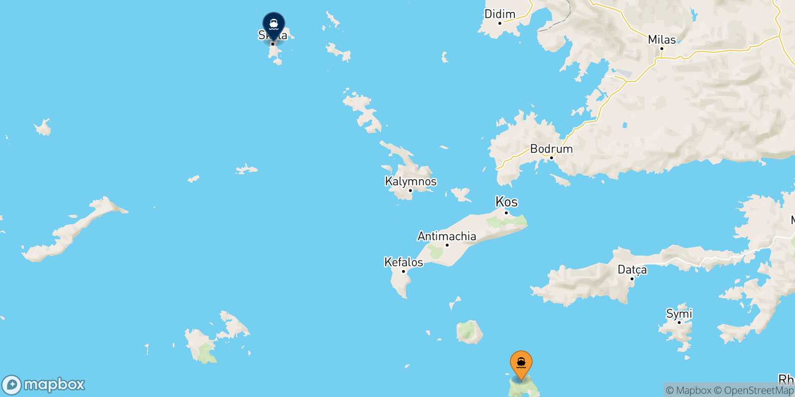 Carte des traverséesTilos Patmos