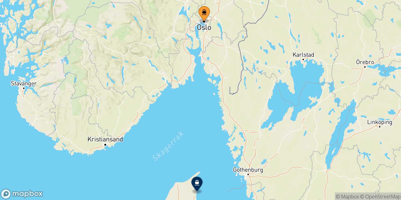 Carte des traverséesOslo Frederikshavn