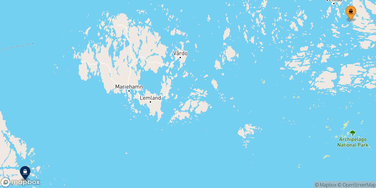 Carte des traverséesTurku Kapellskär
