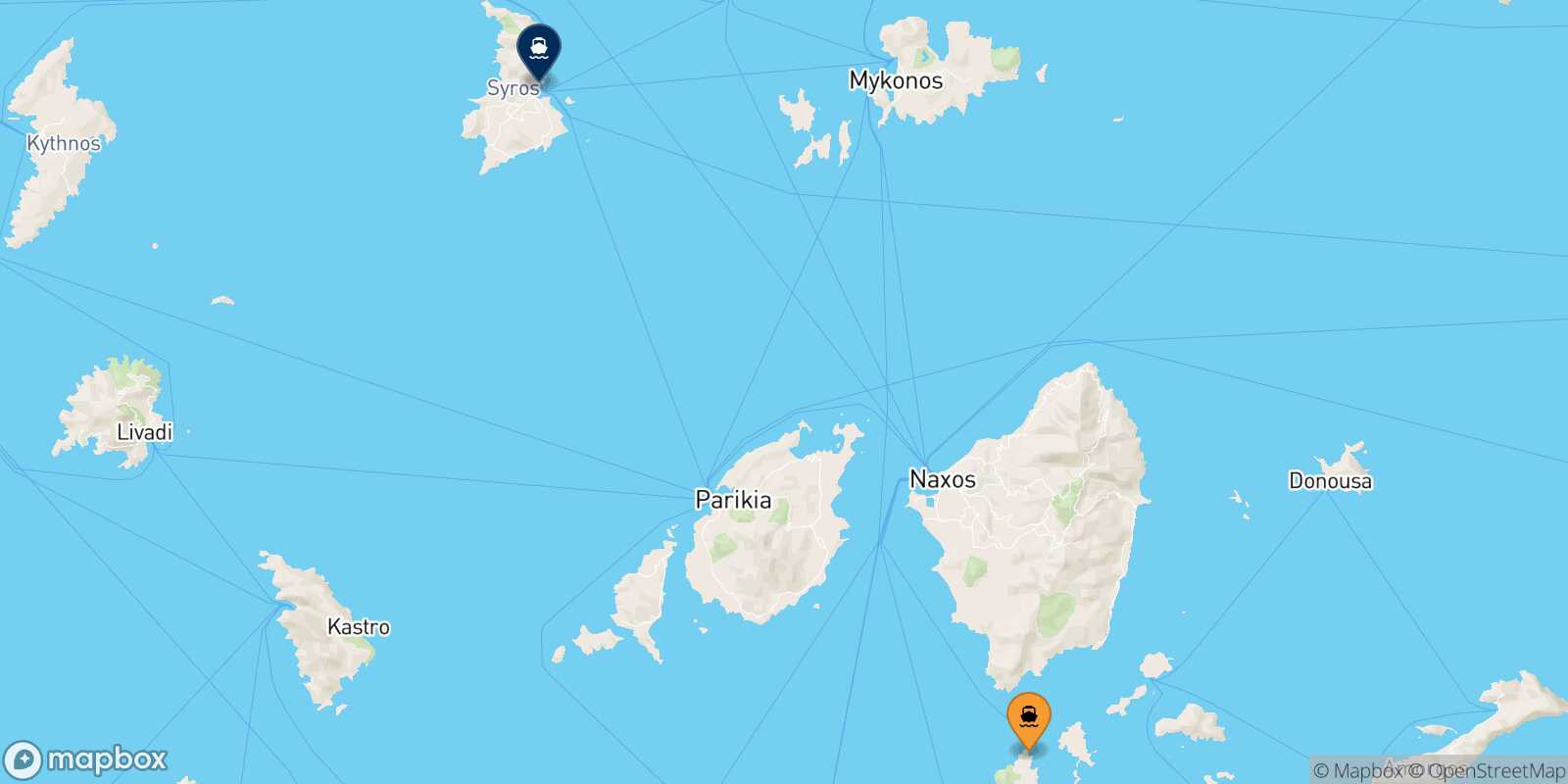 Carte des traverséesIraklia Syros