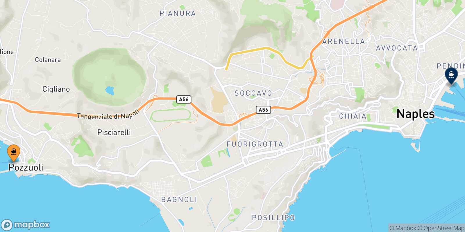 Carte des traverséesCasamicciola (Ischia) Naples Beverello