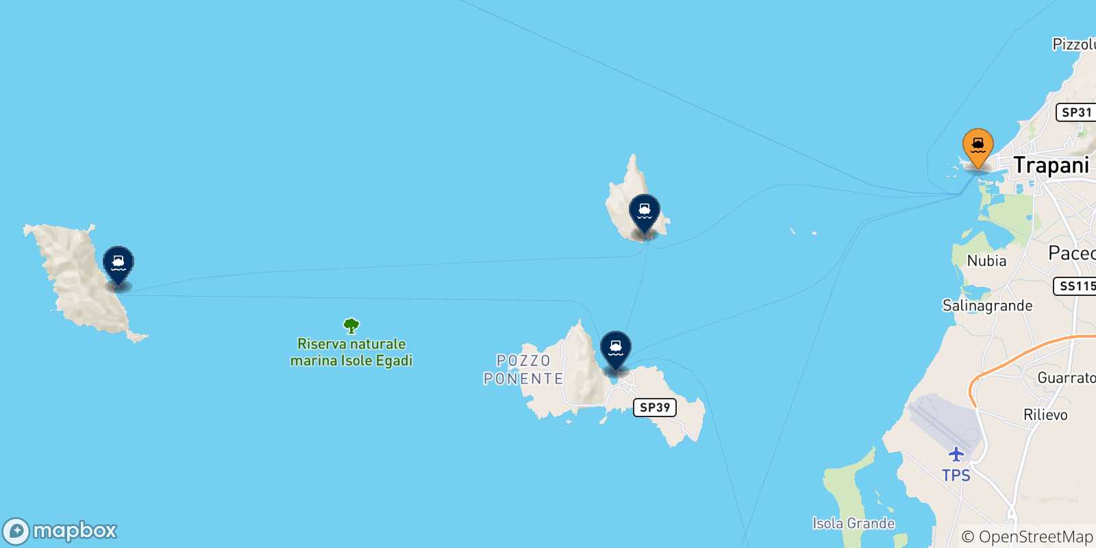 Carte des ports les Îles Égades