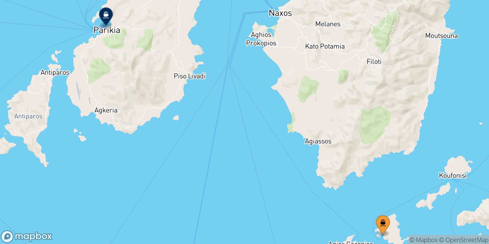 Carte des traverséesSchinoussa Paros