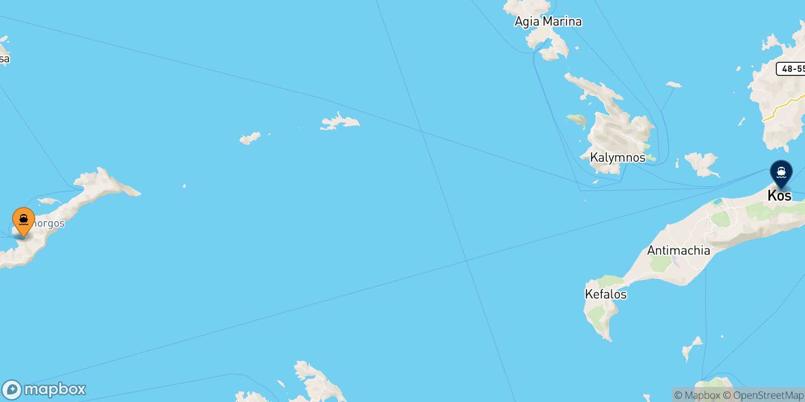 Carte des traverséesKatapola (Amorgos) Kos