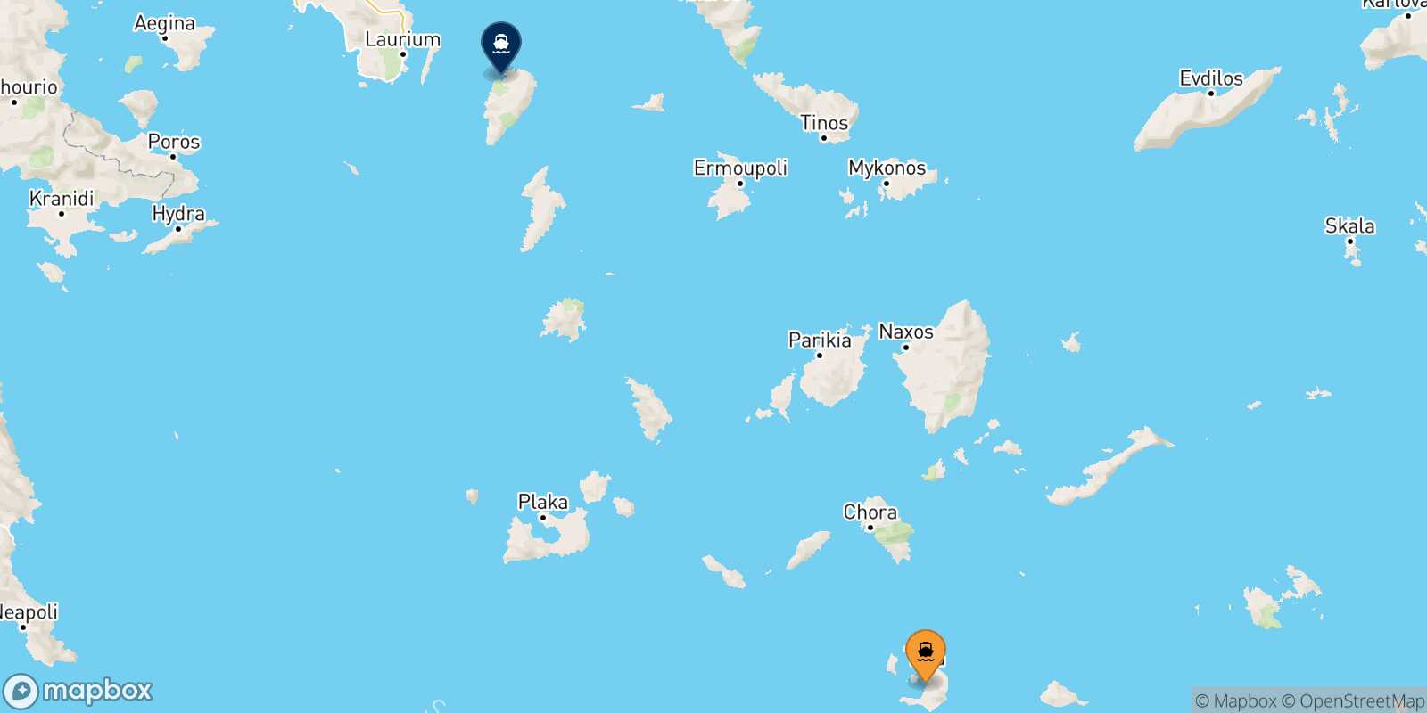 Carte des traverséesThera (Santorin) Kea
