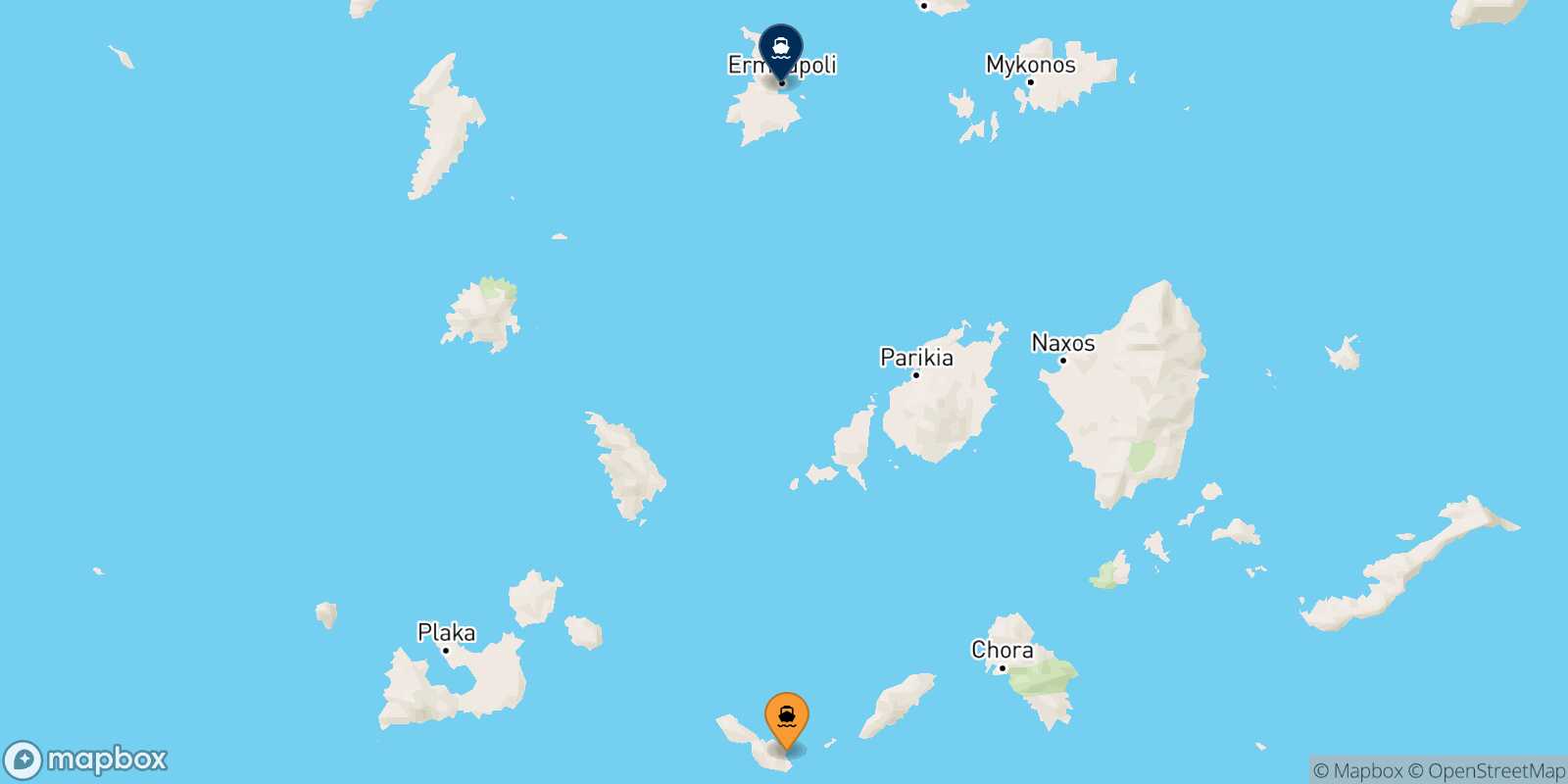 Carte des traverséesFolegandros Syros