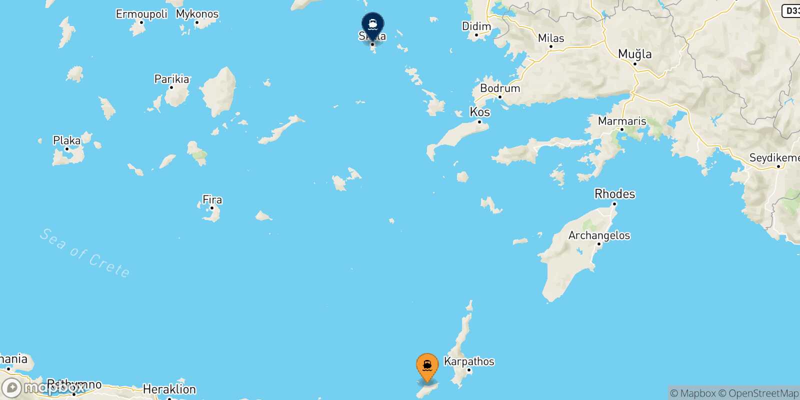 Carte des traverséesKassos Patmos