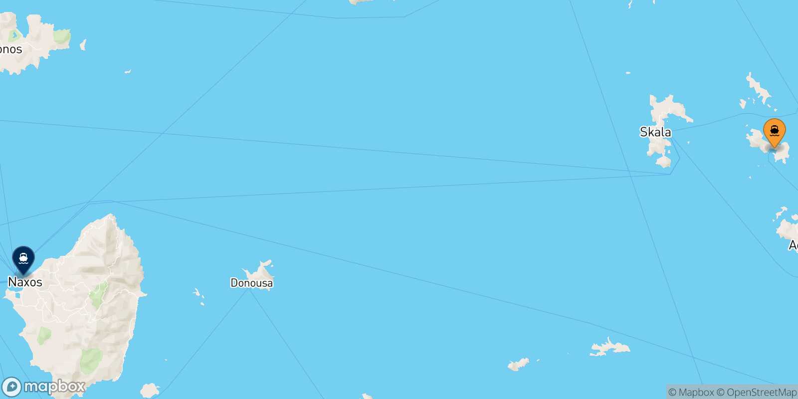 Carte des traverséesLipsi Naxos