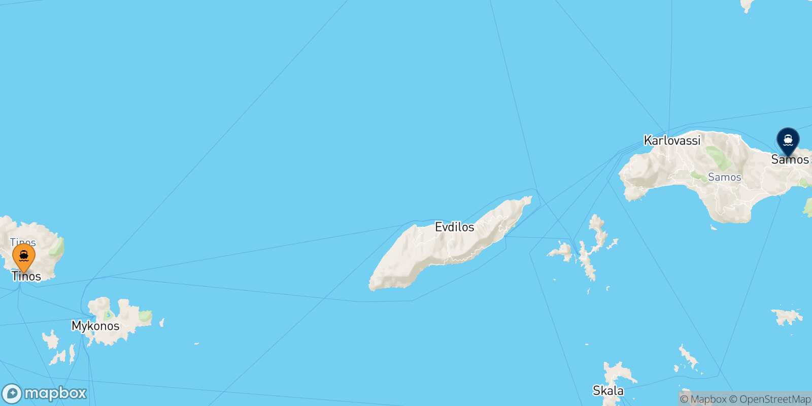 Carte des traverséesTinos Vathi (Samos)