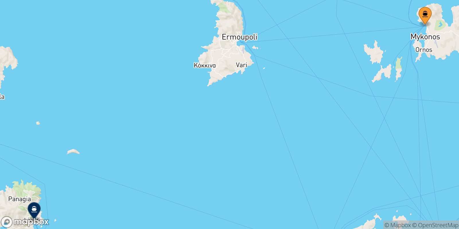Carte des traverséesMykonos Sérifos