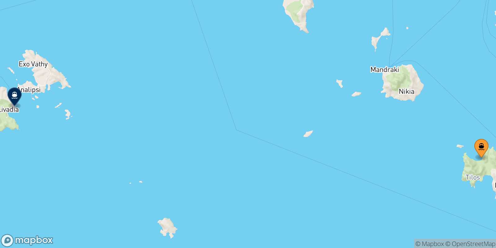 Carte des traverséesTilos Astypalea