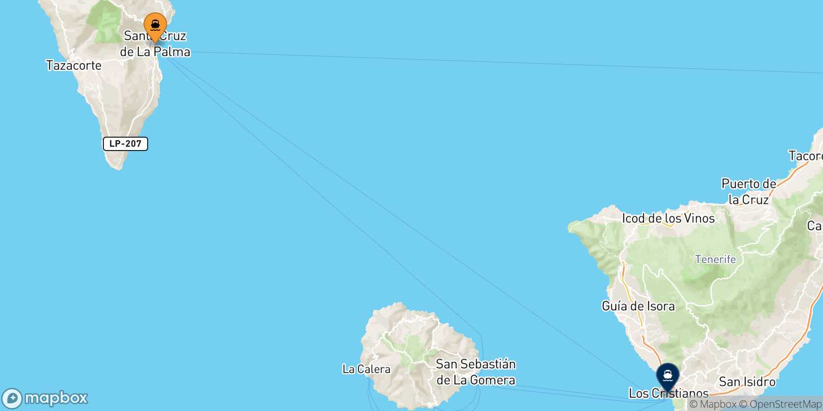 Carte des traverséesSanta Cruz De La Palma Los Cristianos (Tenerife)