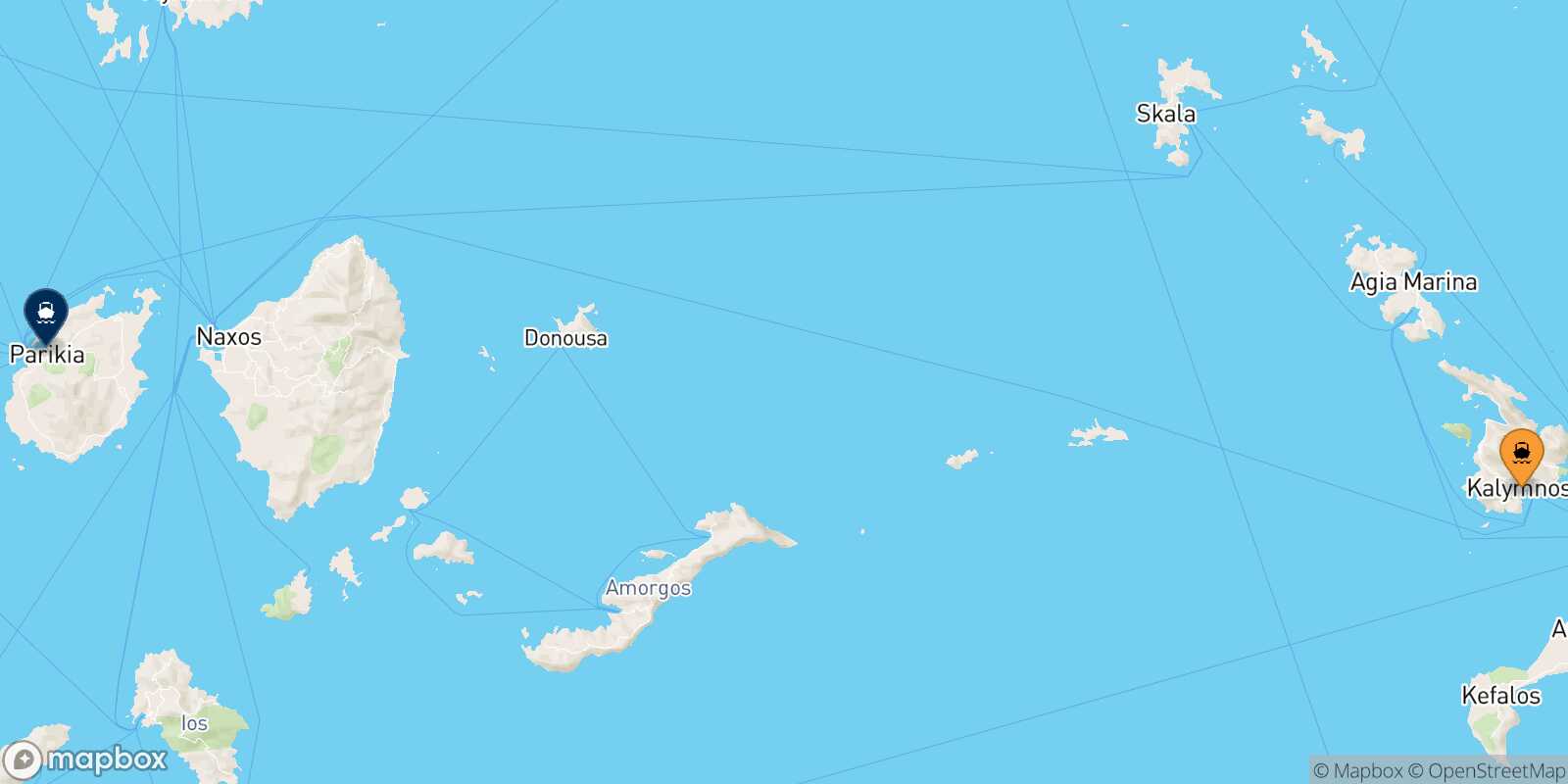 Carte des traverséesKalymnos Paros
