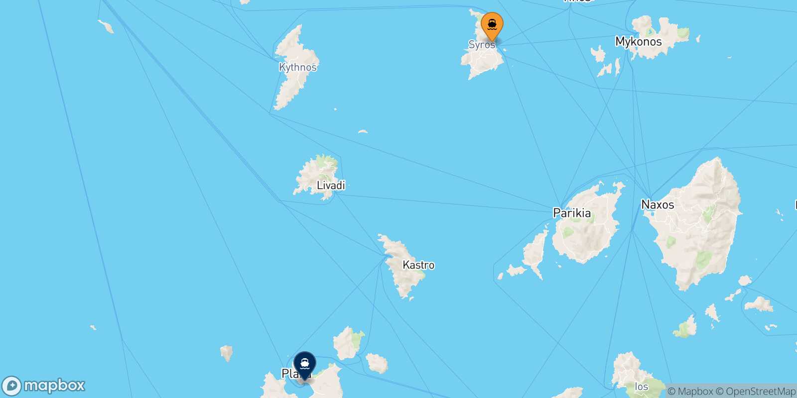 Carte des traverséesSyros Milos