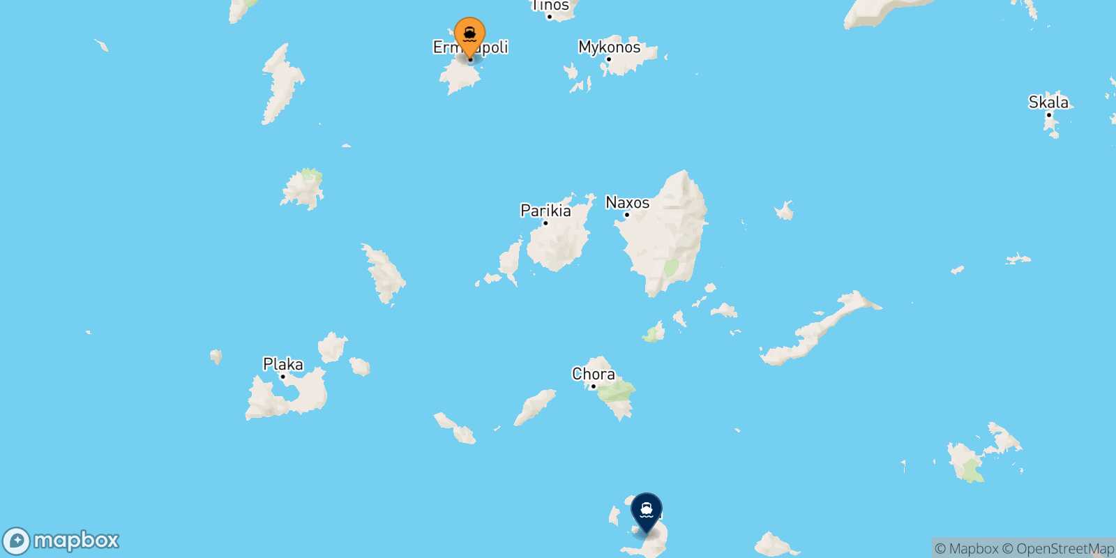 Carte des traverséesSyros Thera (Santorin)