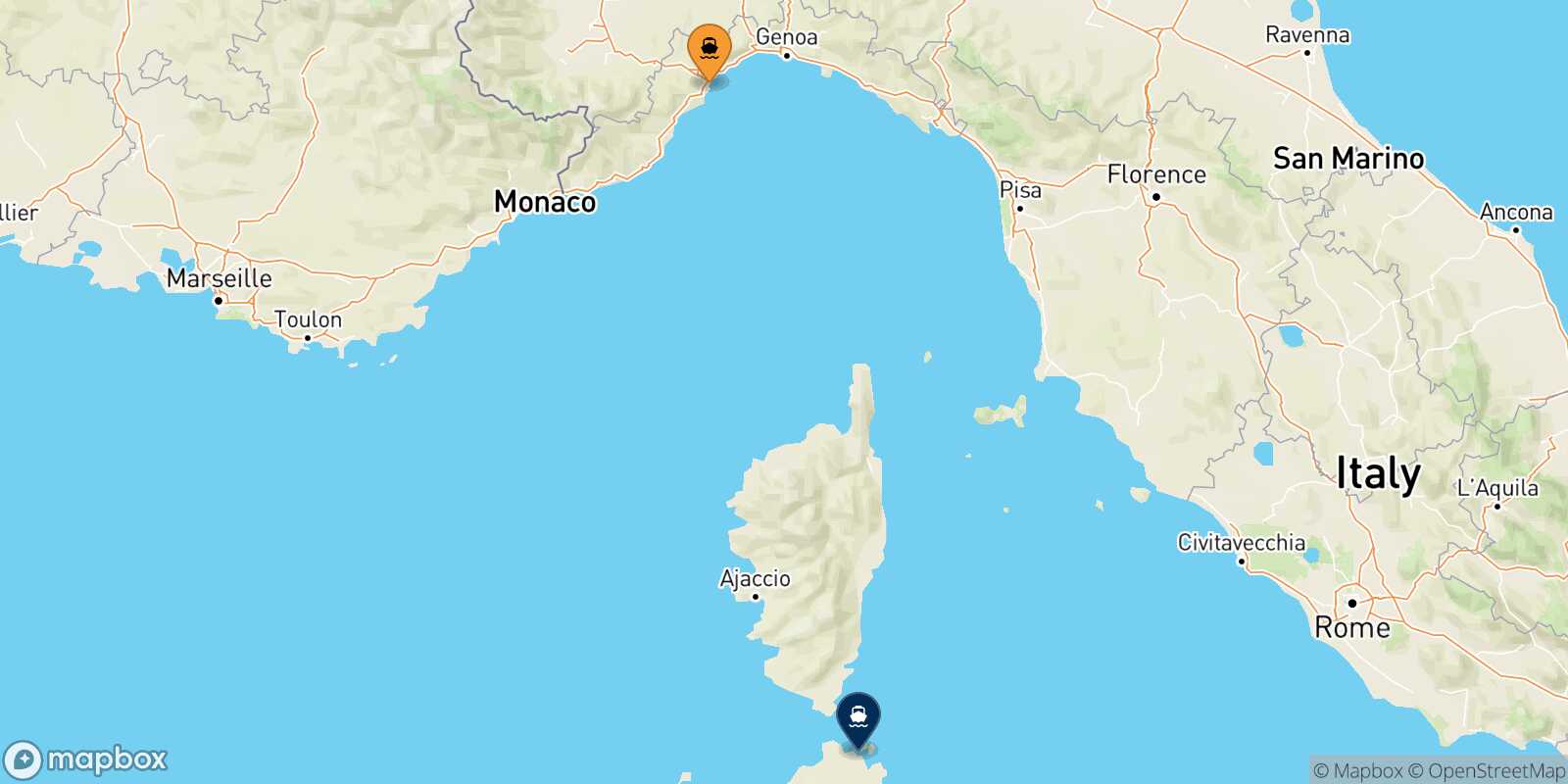 Carte des traverséesSavone Golfo Aranci