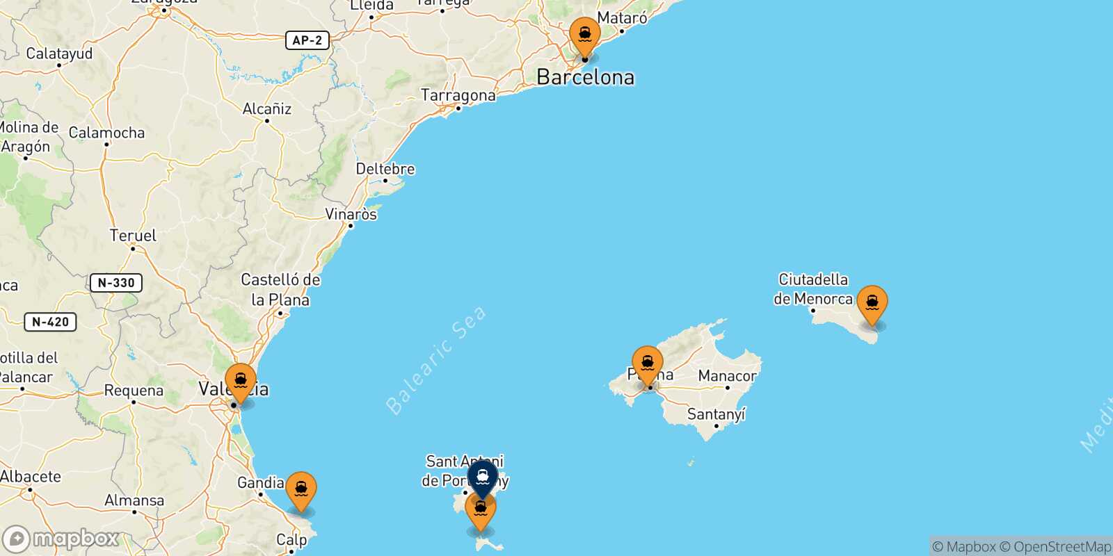 Carte des ports  Ibiza