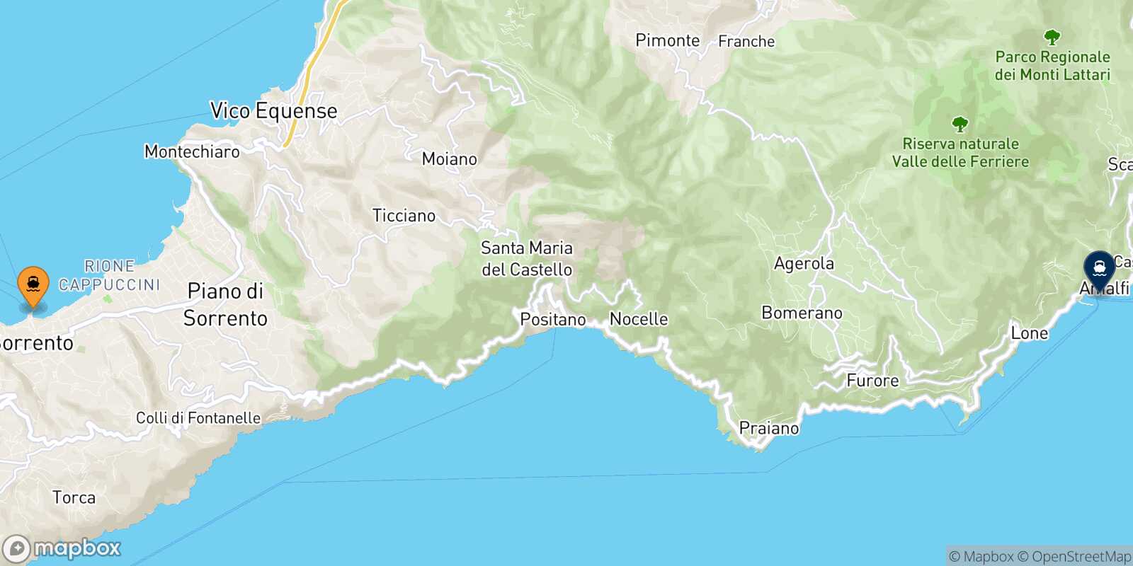 Carte des traverséesCastellammare Amalfi