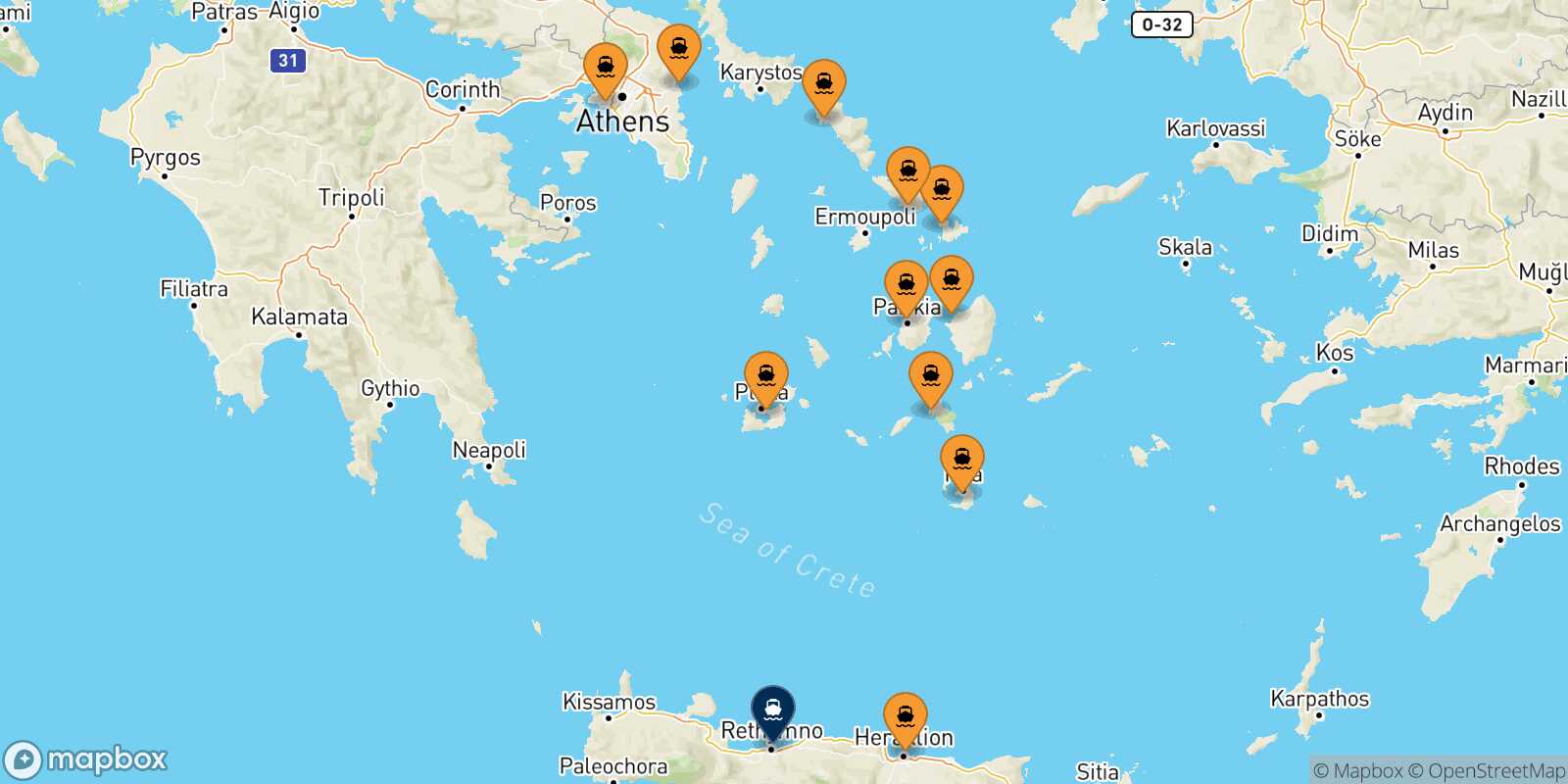 Carte des ports  Rethymnon