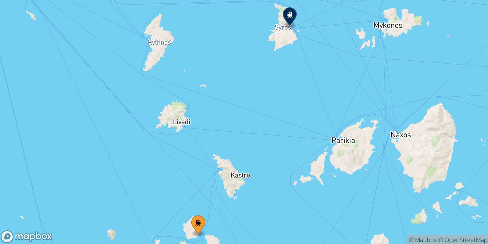Carte des traverséesKimolos Syros
