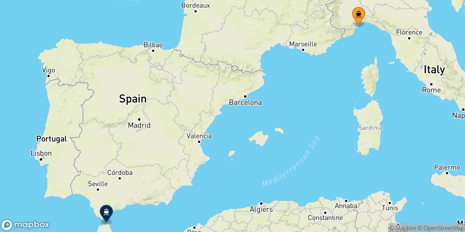 Carte des traverséesSavone Tanger Med