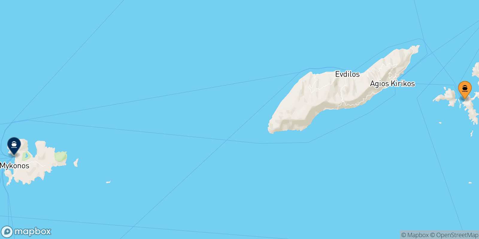 Carte des traverséesFourni Mykonos