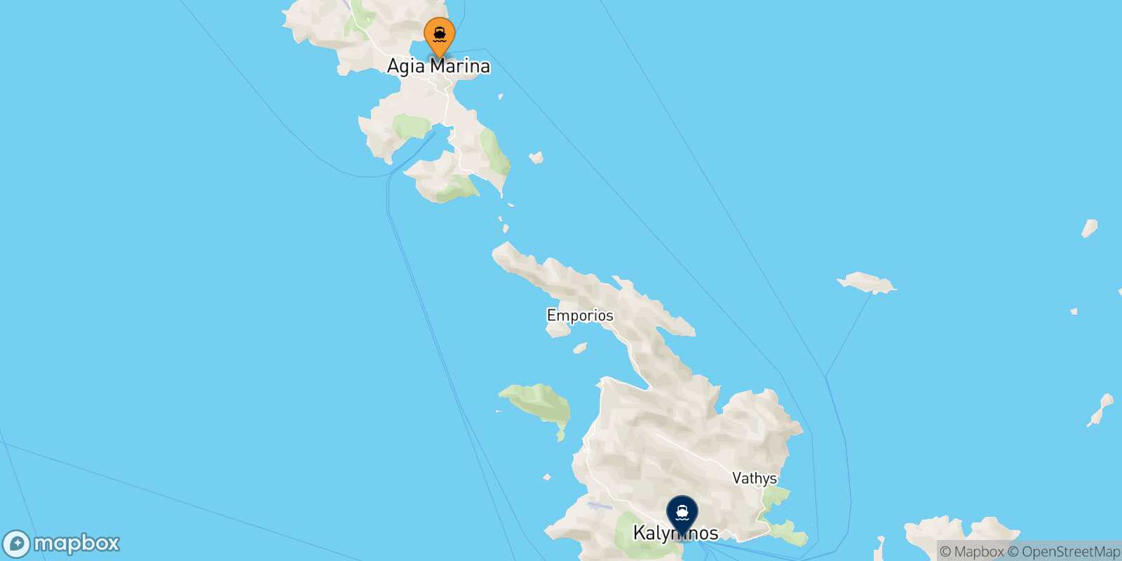 Carte des traverséesLeros Kalymnos