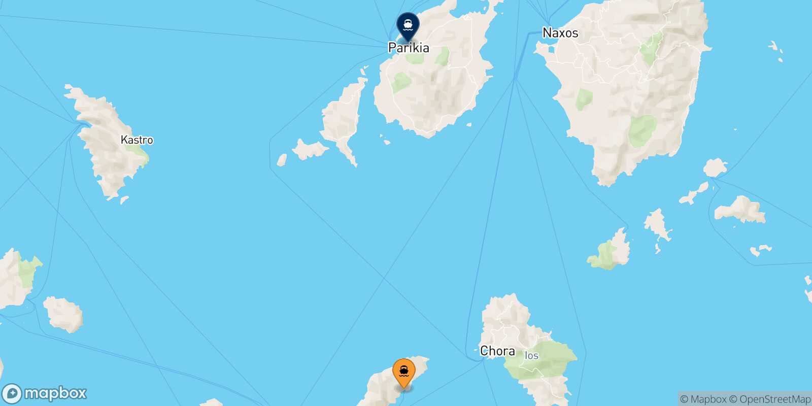 Carte des traverséesSikinos Paros