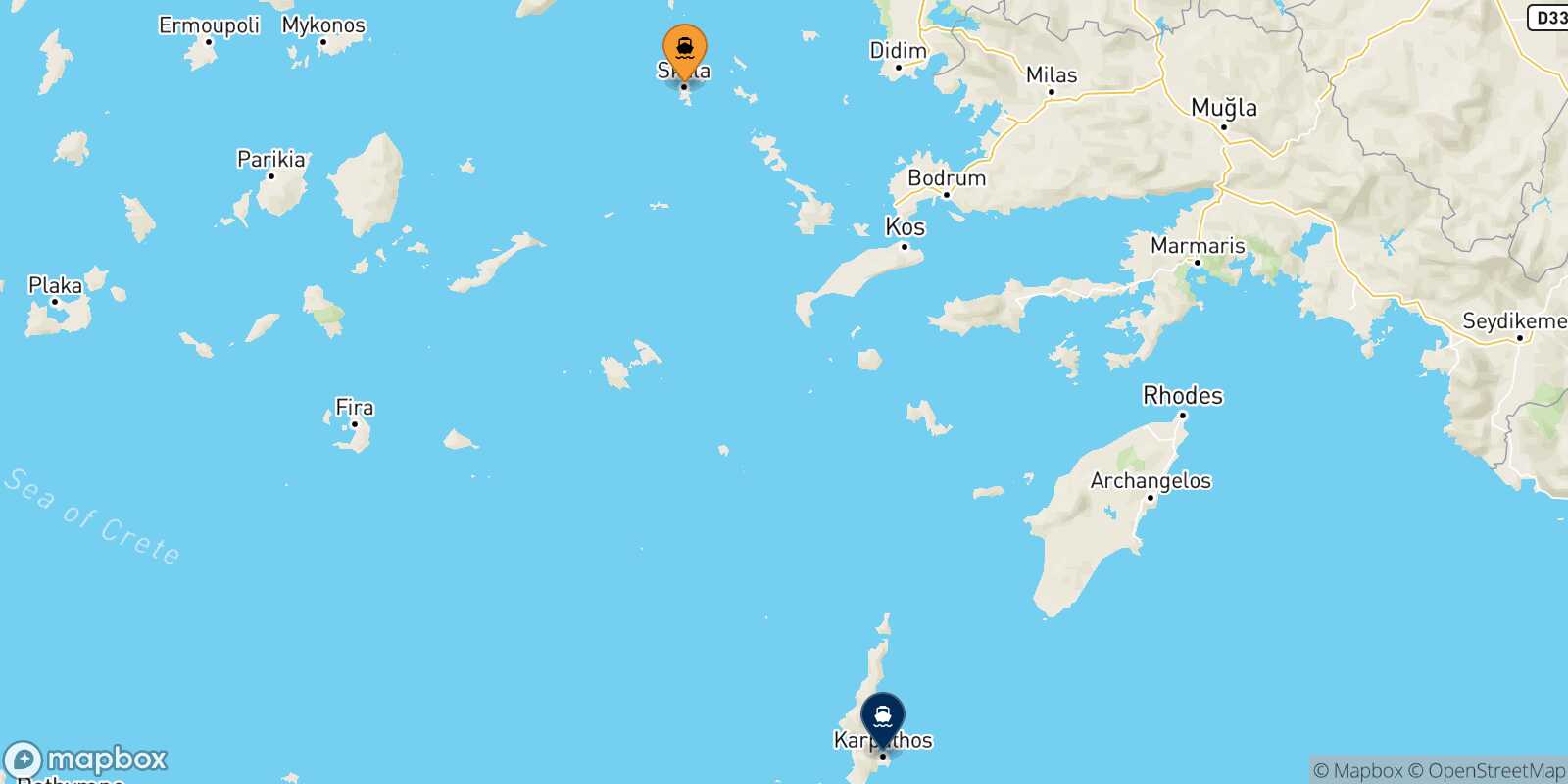 Carte des traverséesPatmos Karpathos