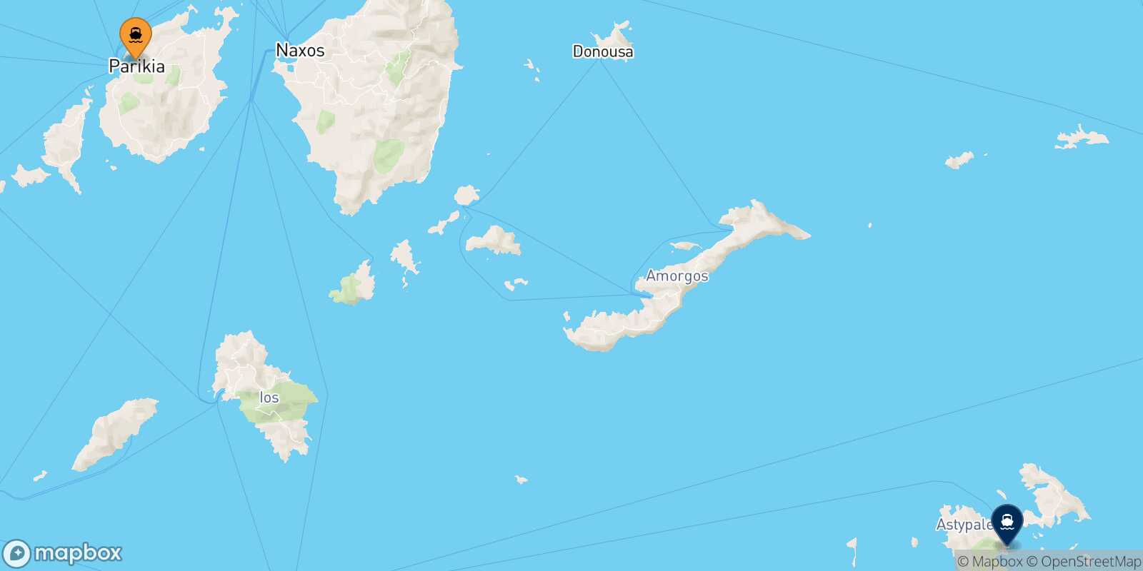 Carte des traverséesParos Astypalea